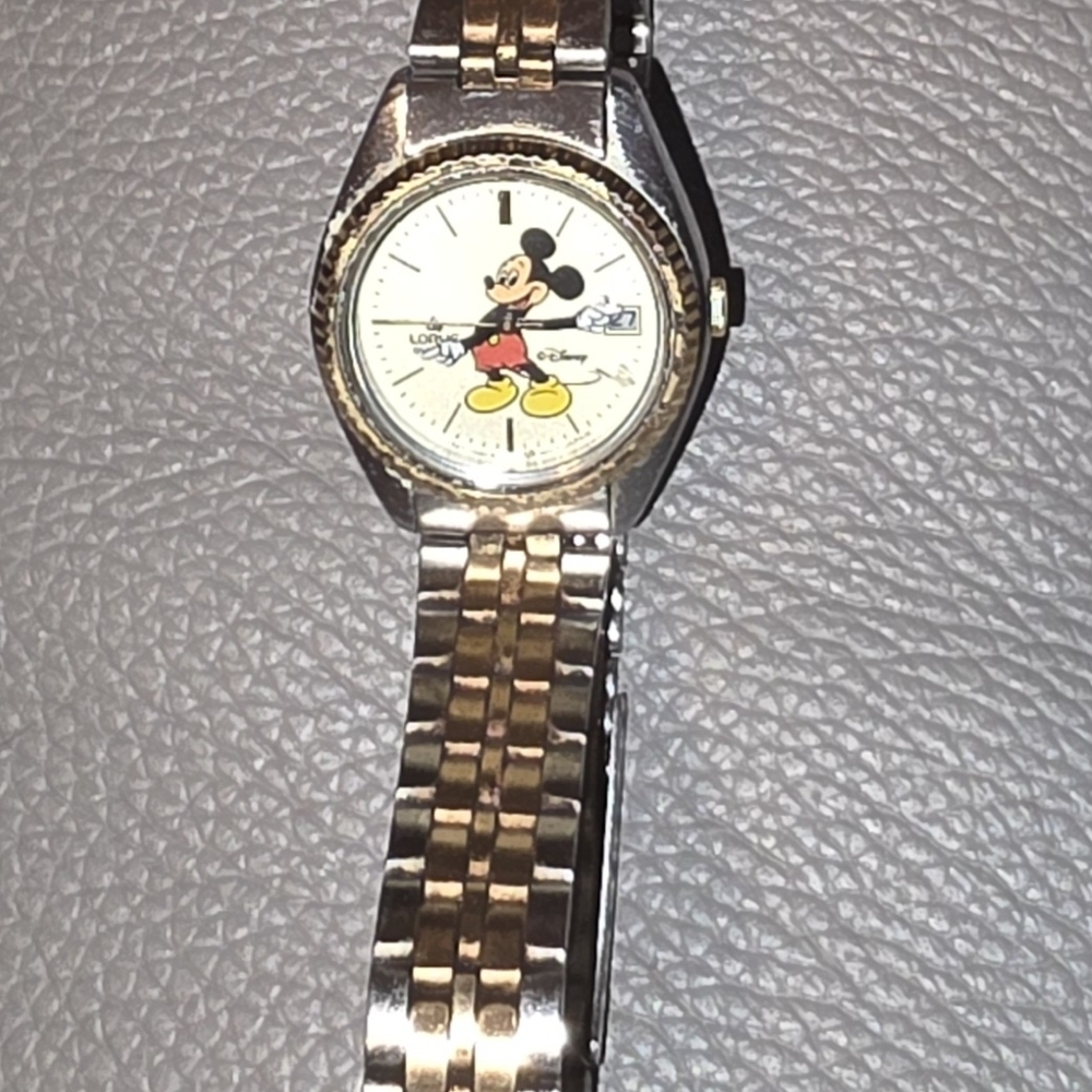 Vintage Mickey Mouse Watch Two Tone Gold Silver Disney Wristwatch